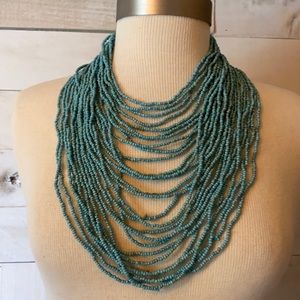 Elegant Multi-Strand Beaded Necklace - Turquoise
